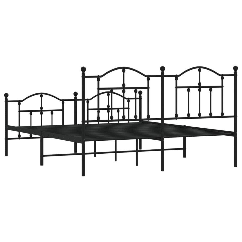 vidaXL Metal Bed Frame without Mattress with Footboard Black 160x200cm