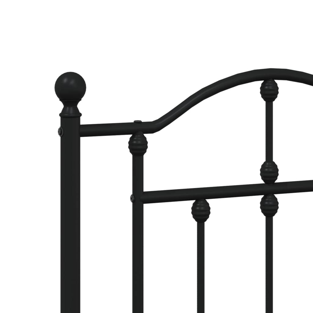 vidaXL Metal Bed Frame without Mattress with Footboard Black 160x200cm