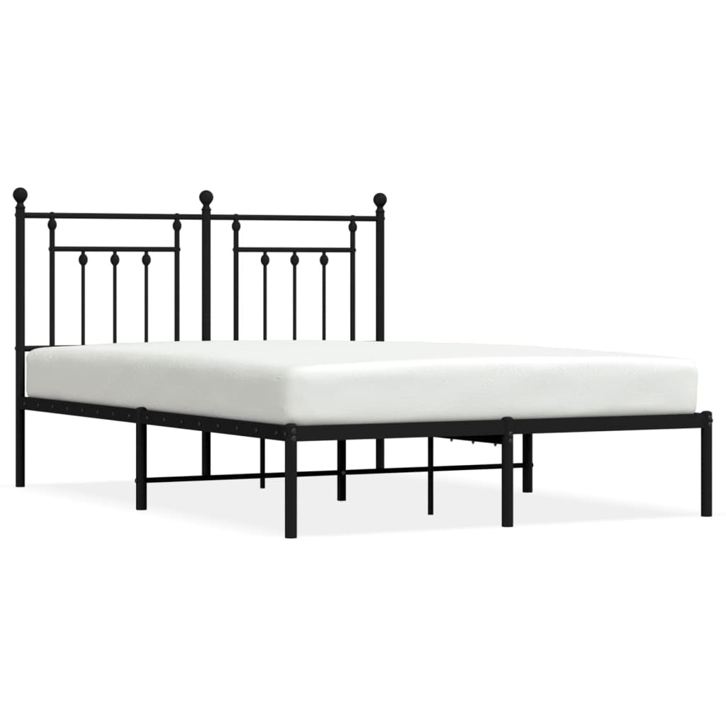 Metal Bed Frame without Mattress with Headboard Black 140x200cm