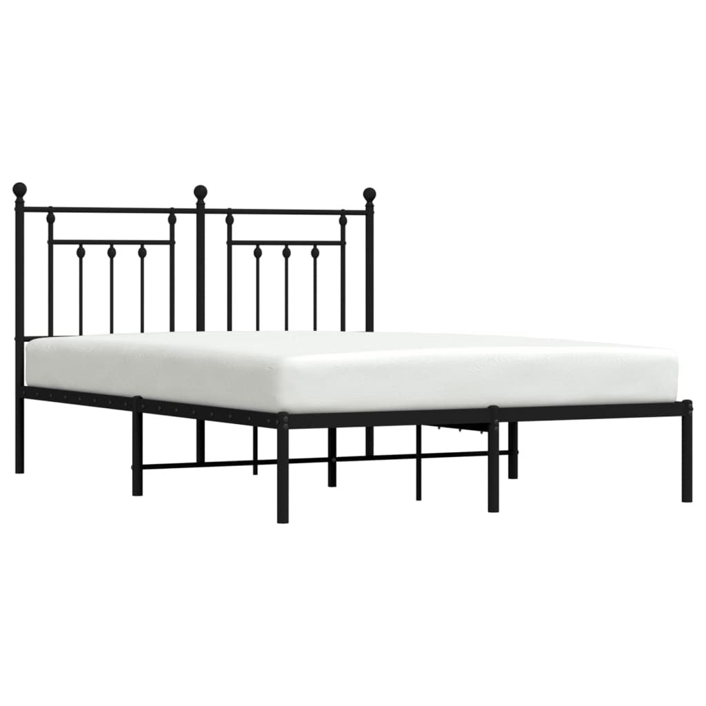 Metal Bed Frame without Mattress with Headboard Black 140x200cm