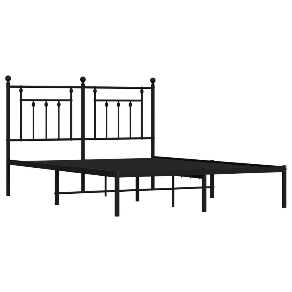 Metal Bed Frame without Mattress with Headboard Black 140x200cm