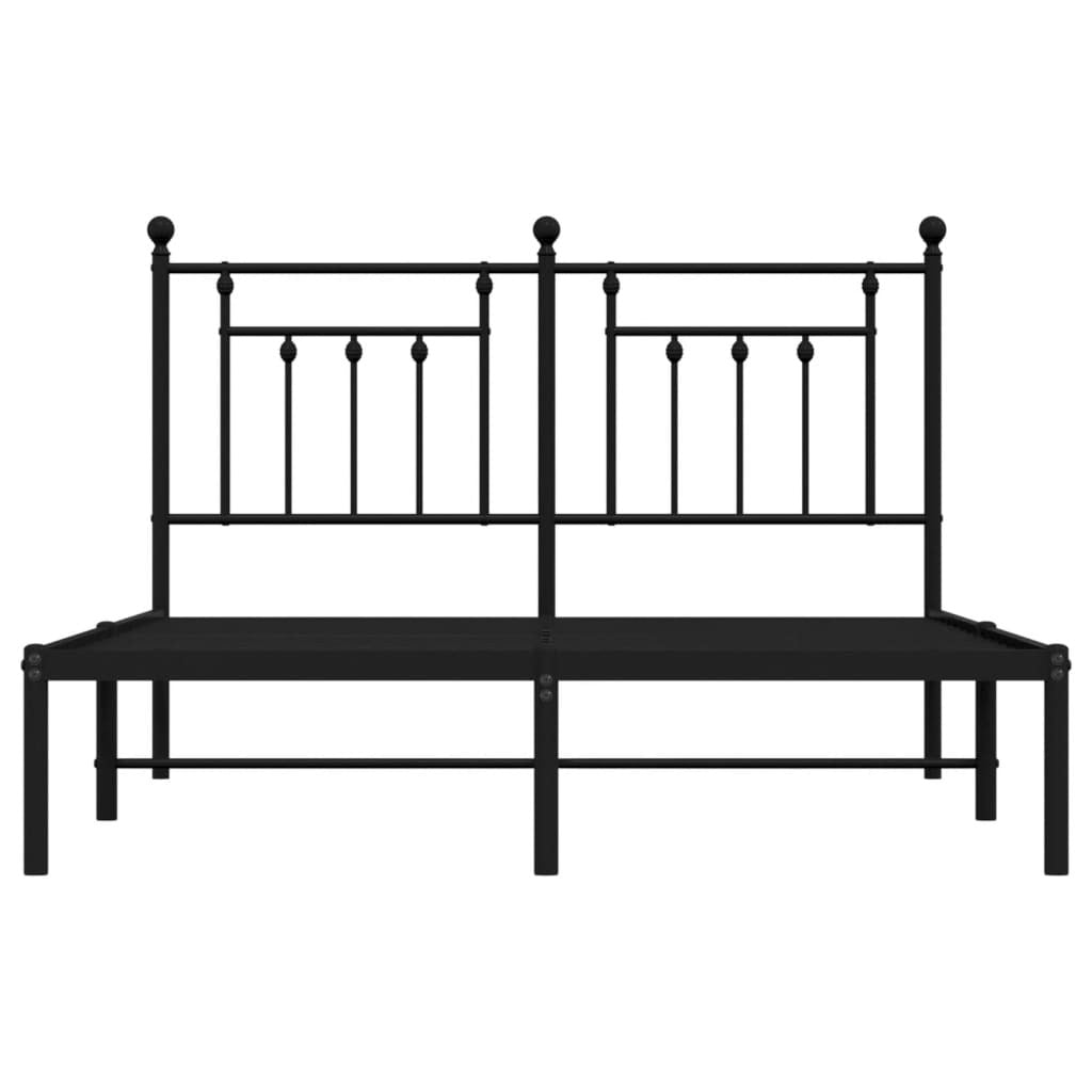 Metal Bed Frame without Mattress with Headboard Black 140x200cm