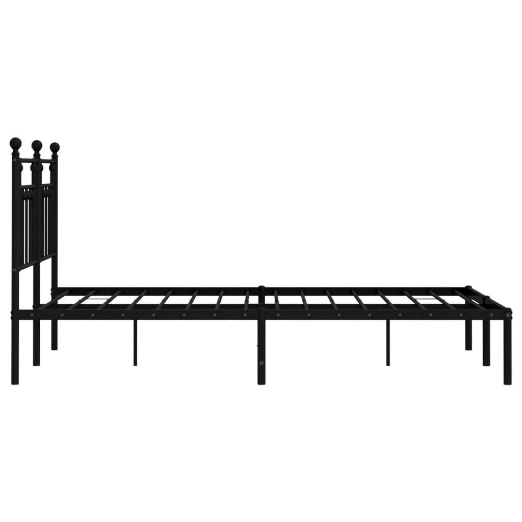 Metal Bed Frame without Mattress with Headboard Black 140x200cm