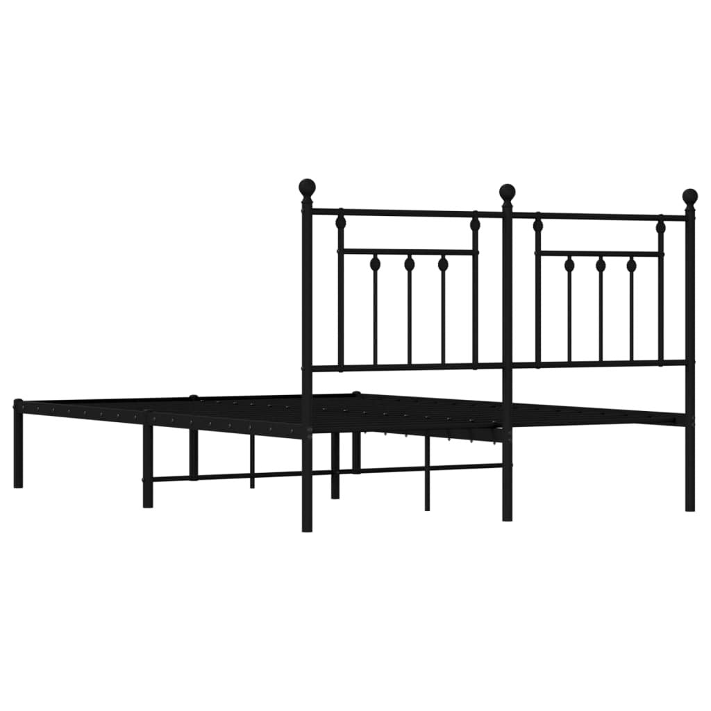 Metal Bed Frame without Mattress with Headboard Black 140x200cm