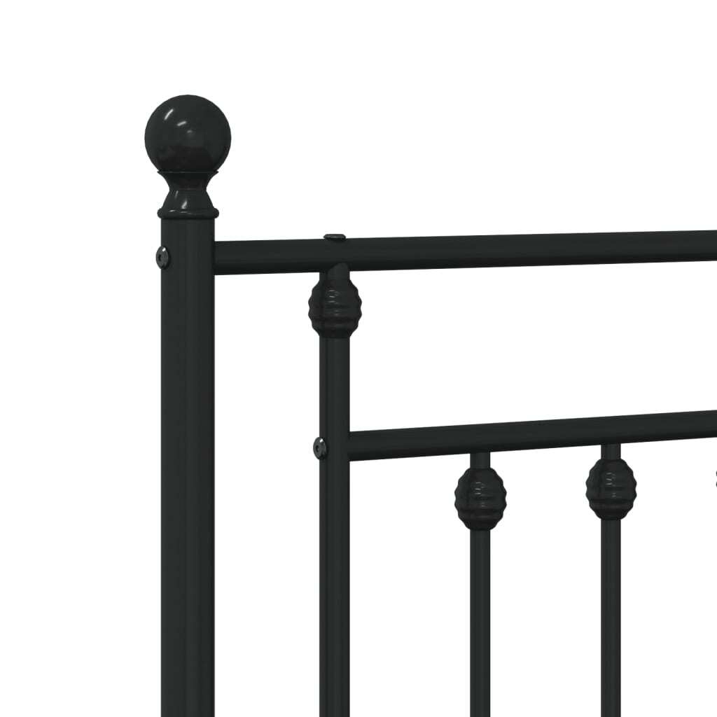 Metal Bed Frame without Mattress with Headboard Black 140x200cm