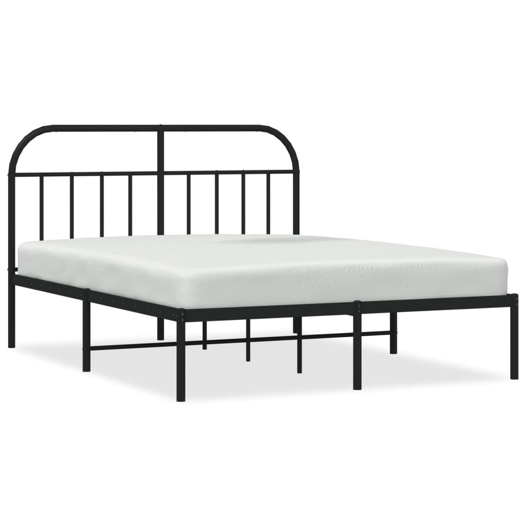 Metal Bed Frame without Mattress with Headboard Black 140x200cm