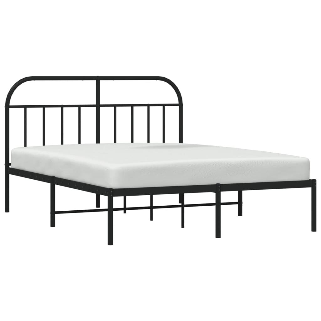 Metal Bed Frame without Mattress with Headboard Black 140x200cm