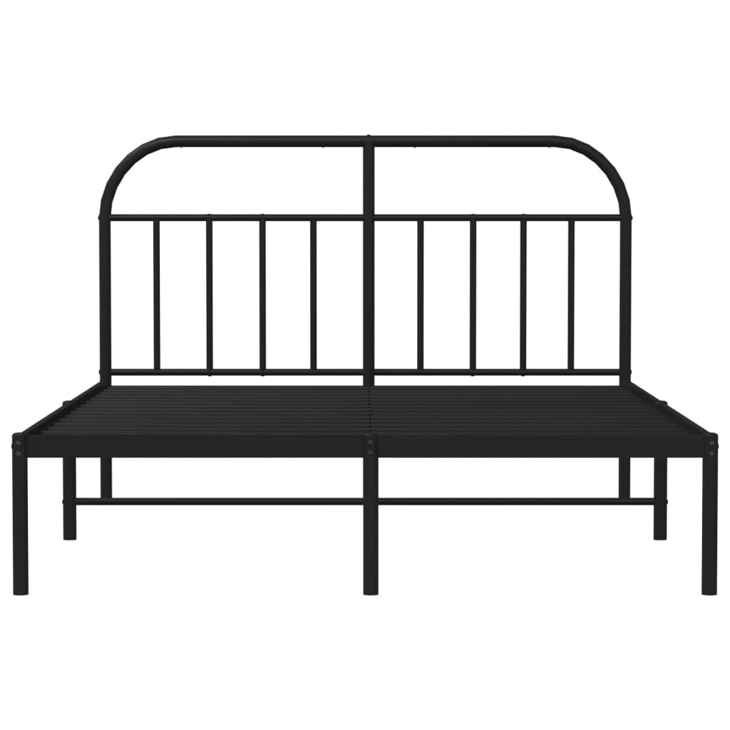 Metal Bed Frame without Mattress with Headboard Black 140x200cm