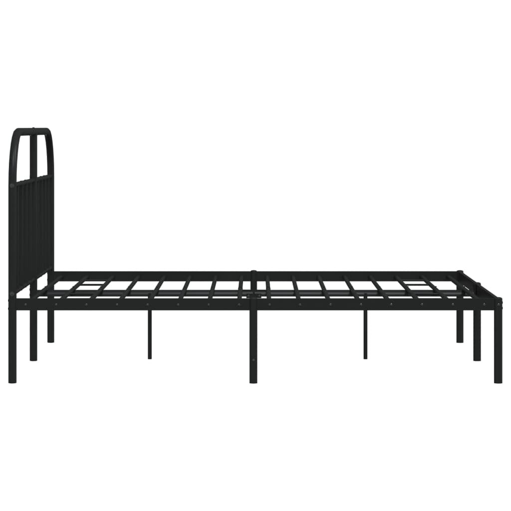 Metal Bed Frame without Mattress with Headboard Black 140x200cm