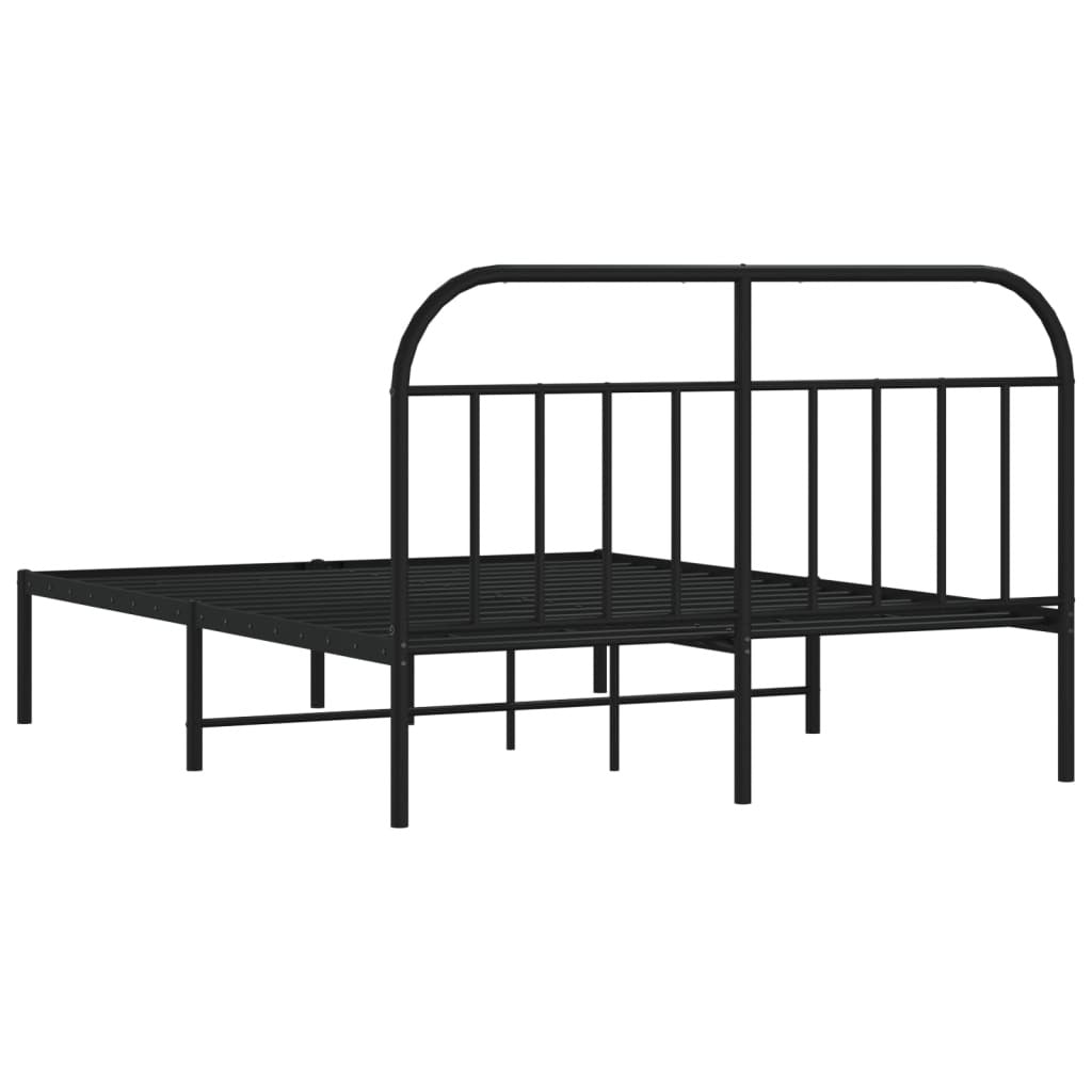 Metal Bed Frame without Mattress with Headboard Black 140x200cm