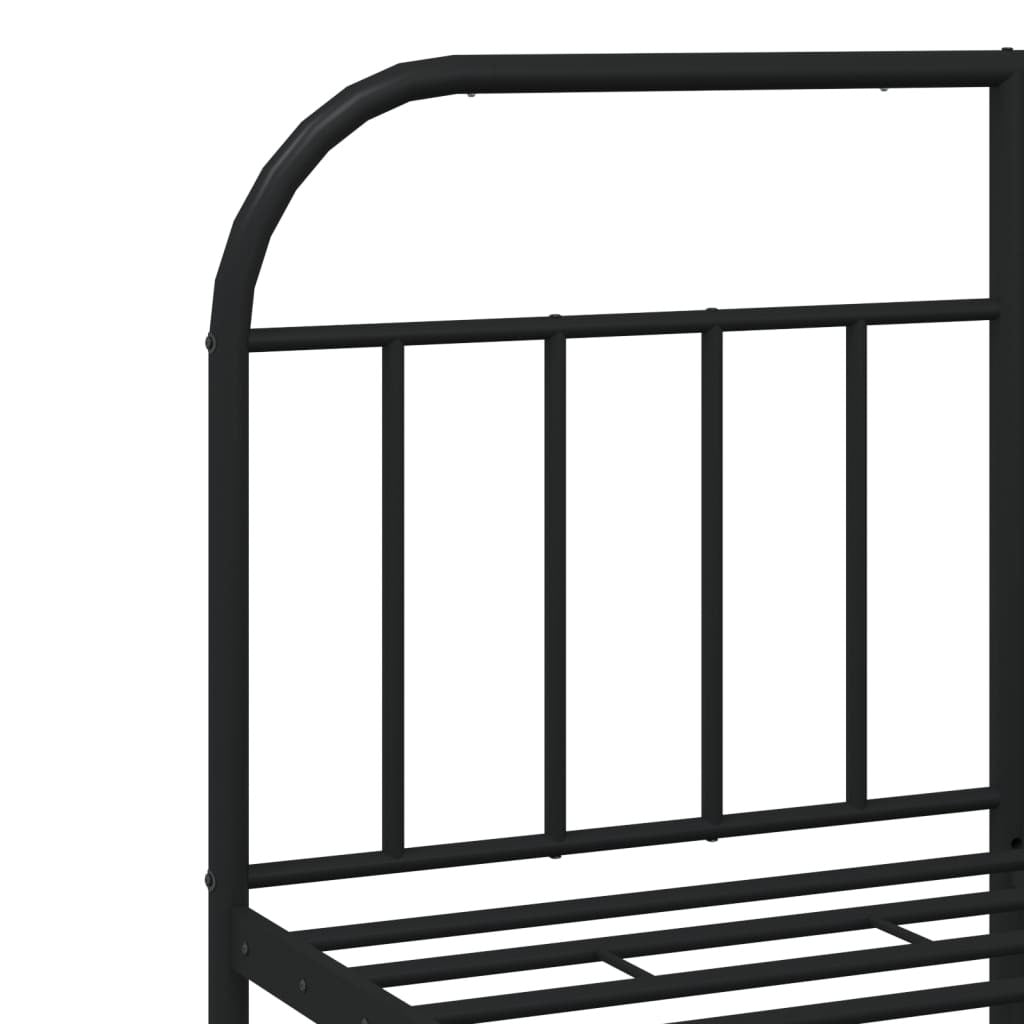 Metal Bed Frame without Mattress with Headboard Black 140x200cm