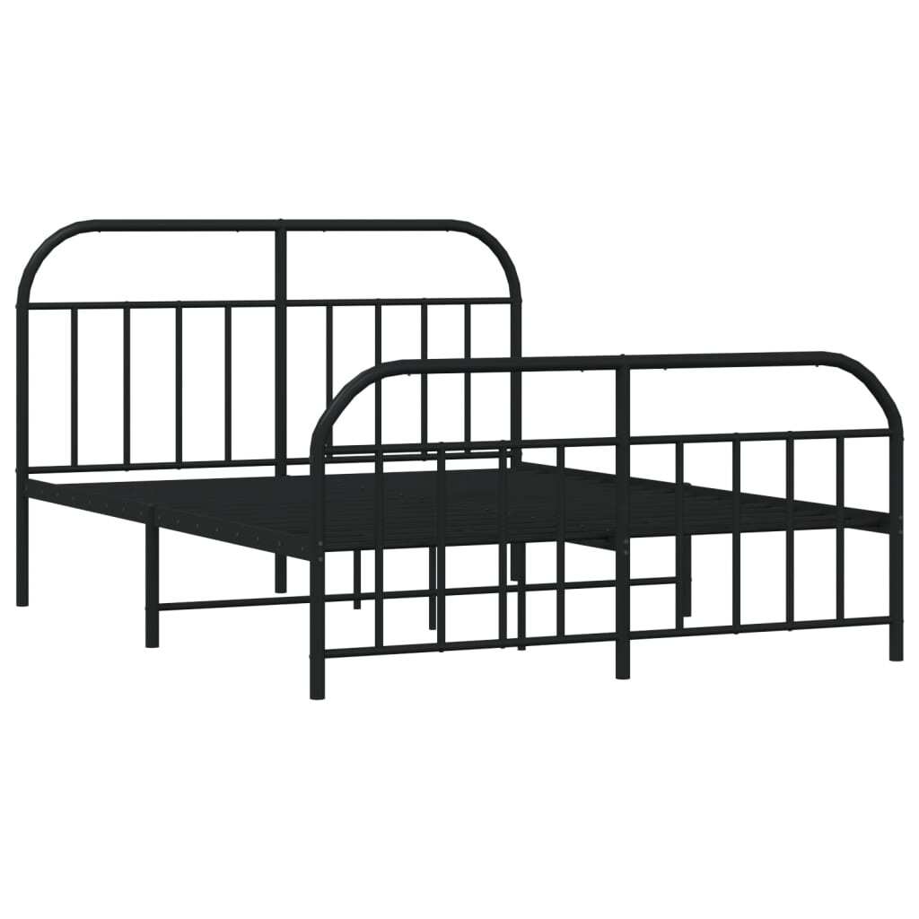 Metal Bed Frame with Headboard and Footboard Black 140x200 cm