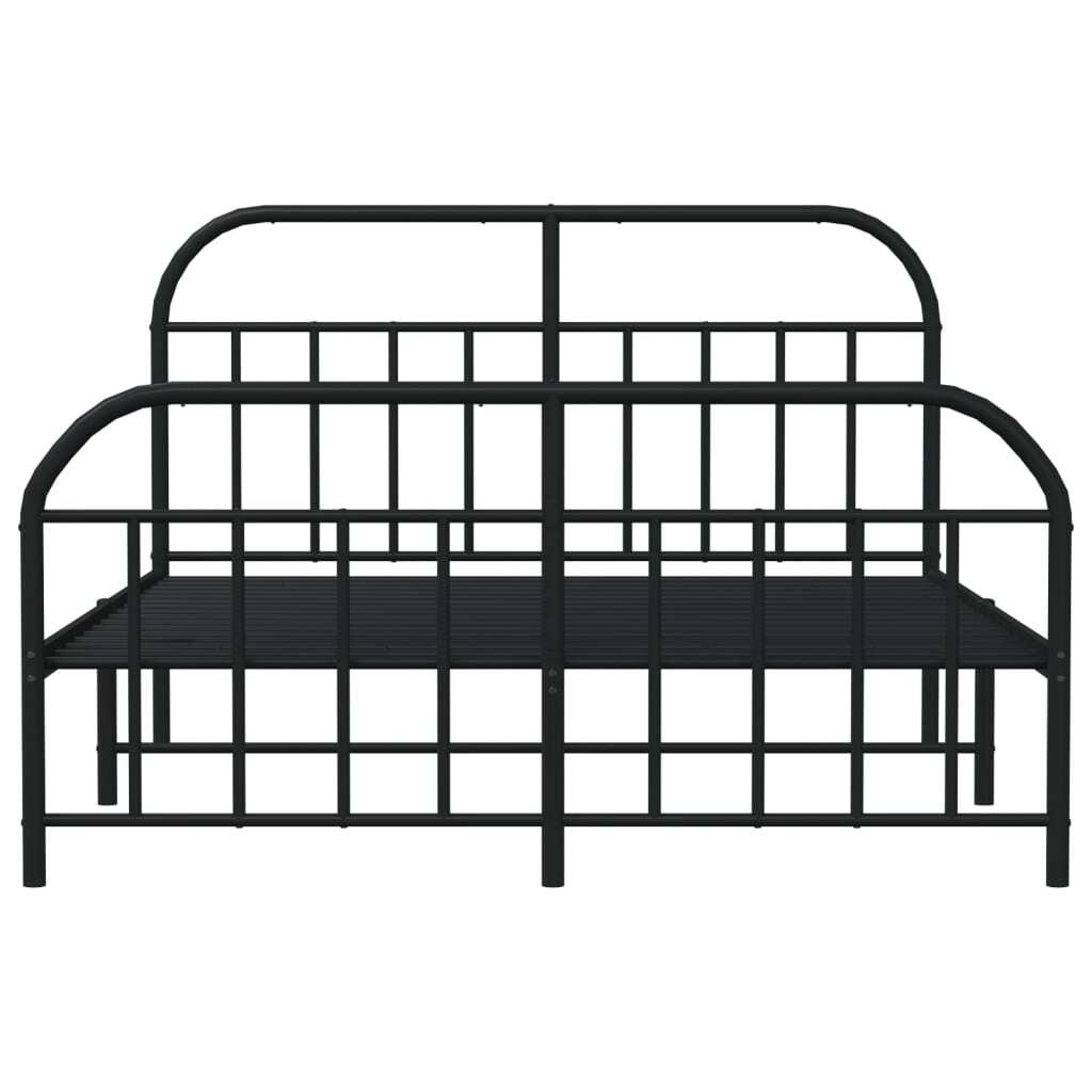 Metal Bed Frame with Headboard and Footboard Black 140x200 cm