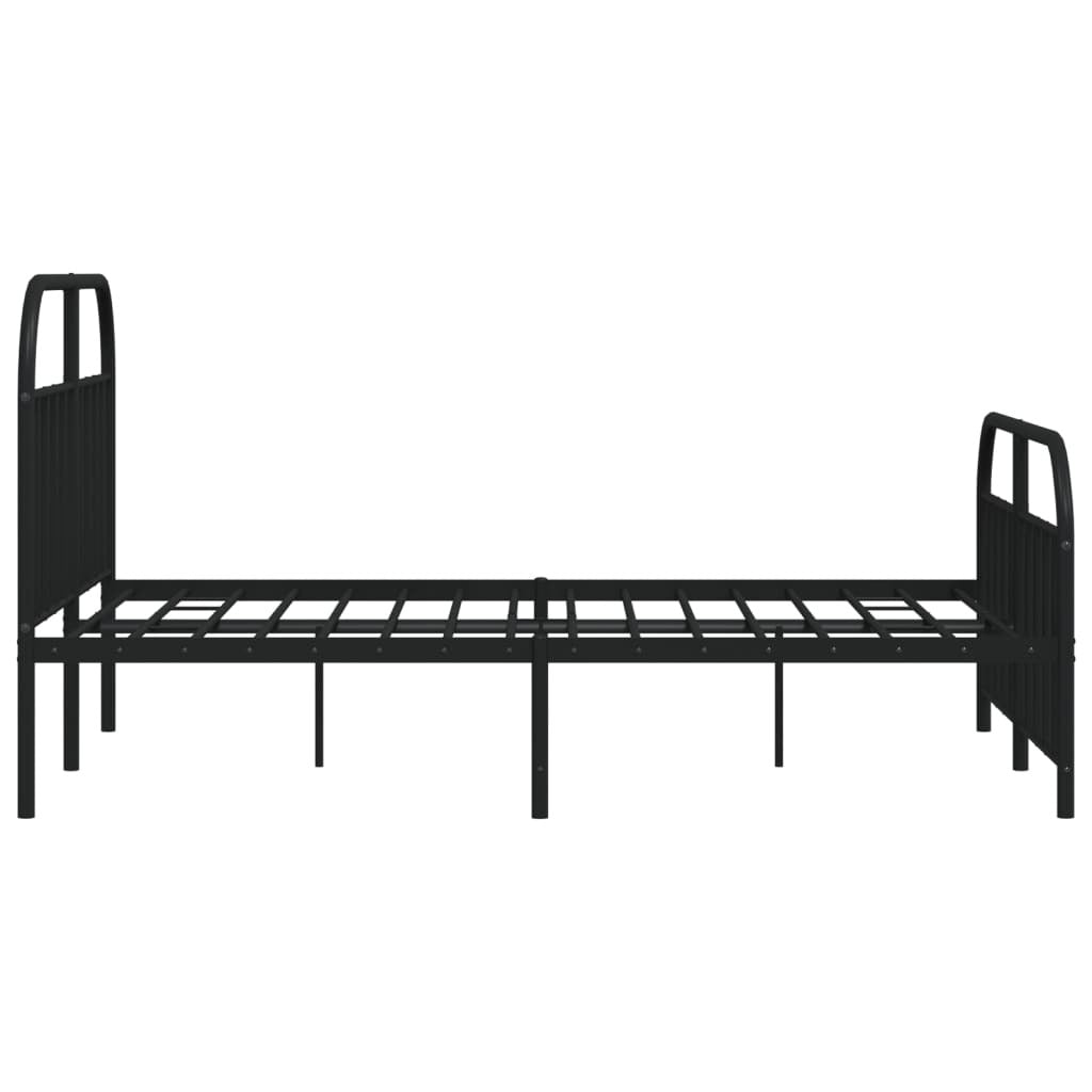 Metal Bed Frame with Headboard and Footboard Black 140x200 cm