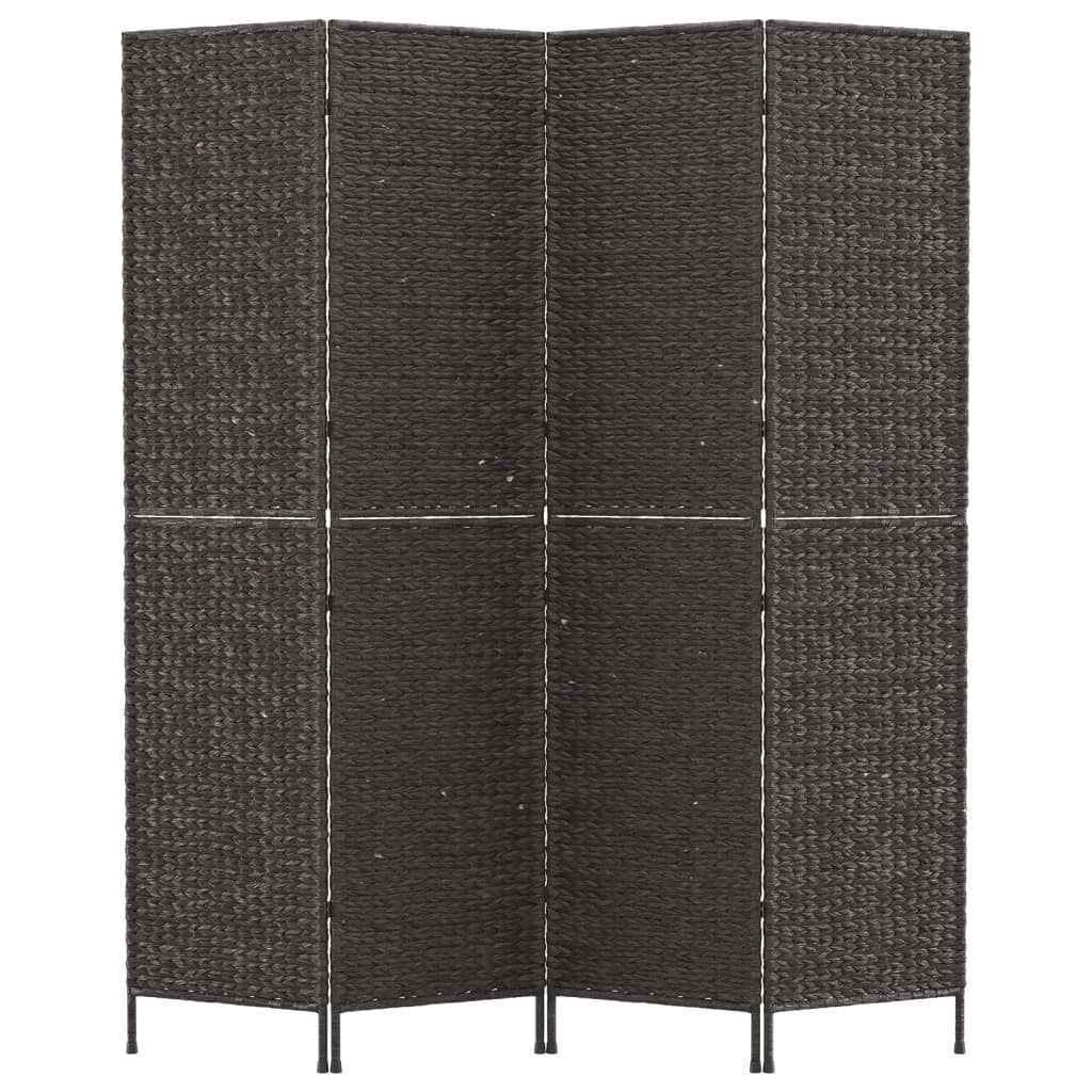 Room Divider 4-Panel Black 163x180 cm Water Hyacinth