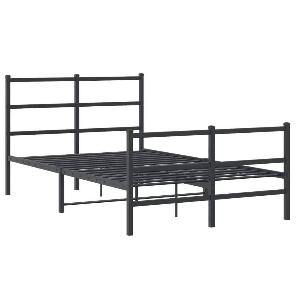 Metal Bed Frame with Headboard and Footboard?Black 120x200 cm