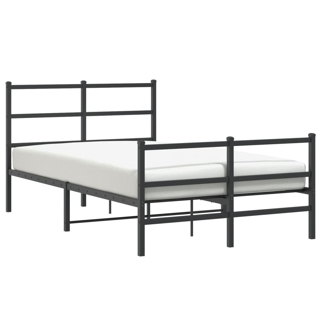 Metal Bed Frame with Headboard and Footboard?Black 120x200 cm