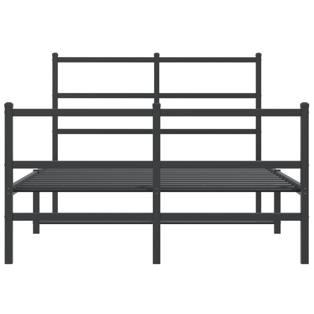 Metal Bed Frame with Headboard and Footboard?Black 120x200 cm