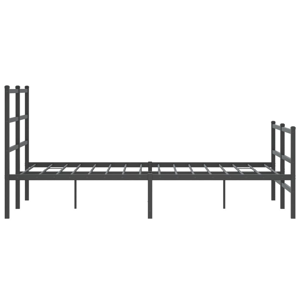 Metal Bed Frame with Headboard and Footboard?Black 120x200 cm