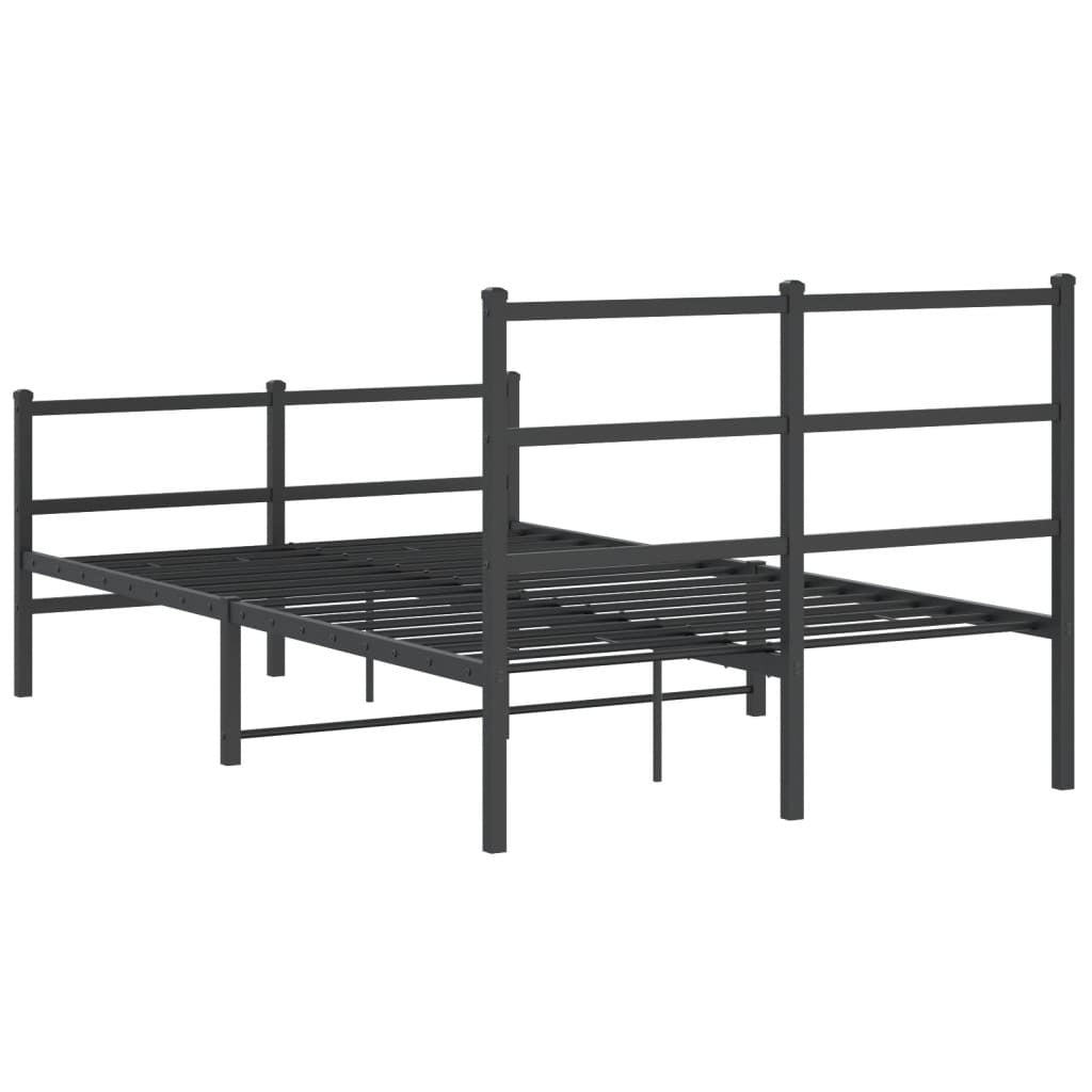 Metal Bed Frame with Headboard and Footboard?Black 120x200 cm