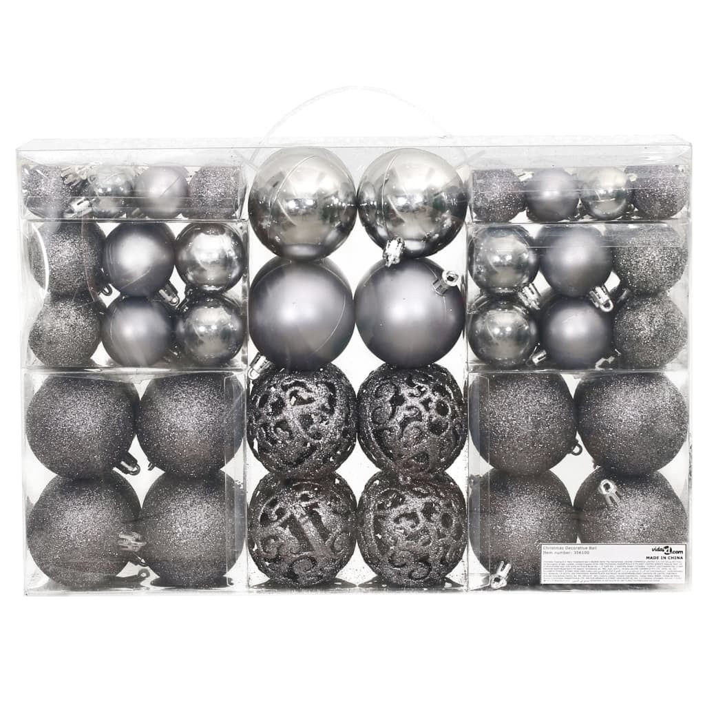 Christmas Baubles 100 pcs Grey 3 / 4 / 6 cm