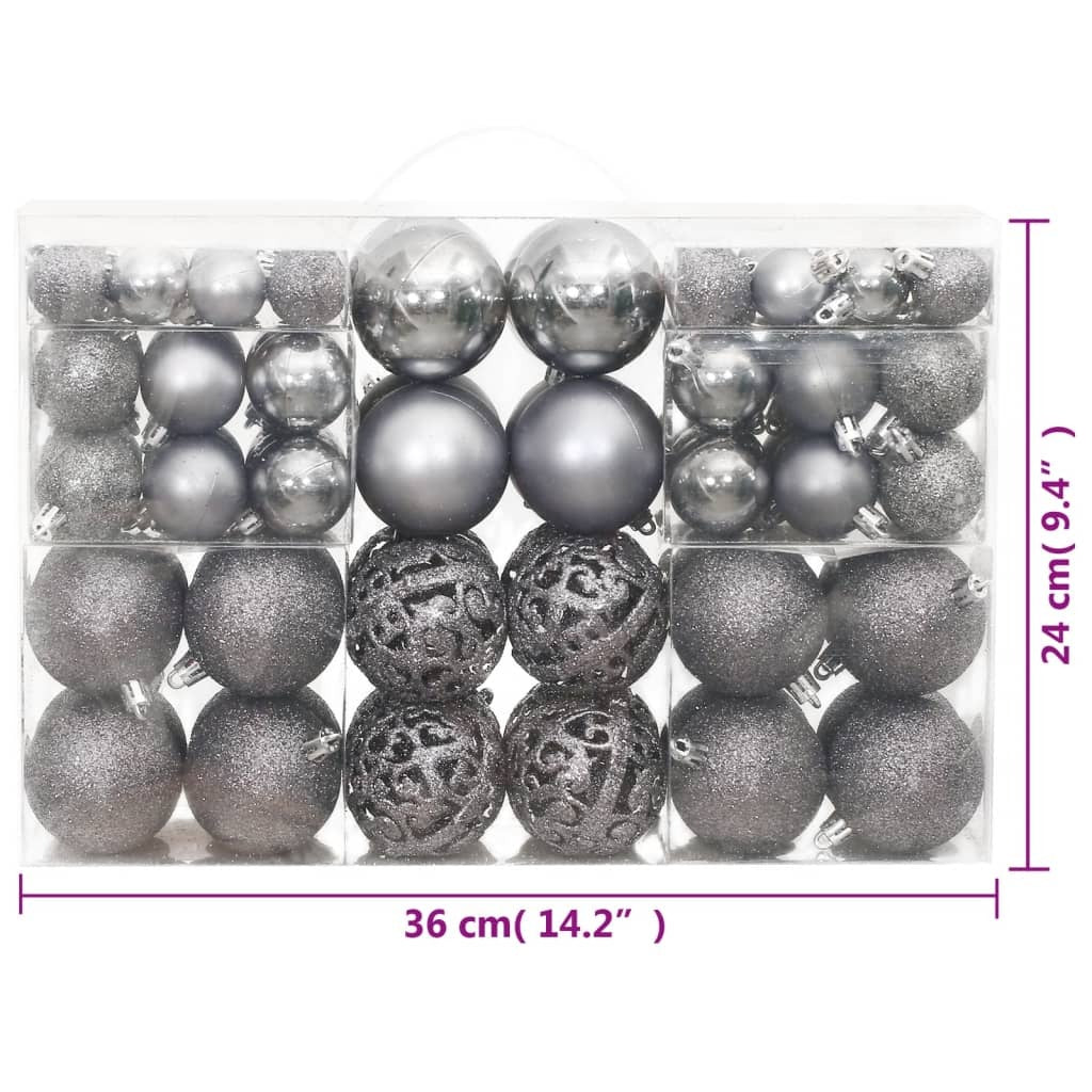 Christmas Baubles 100 pcs Grey 3 / 4 / 6 cm