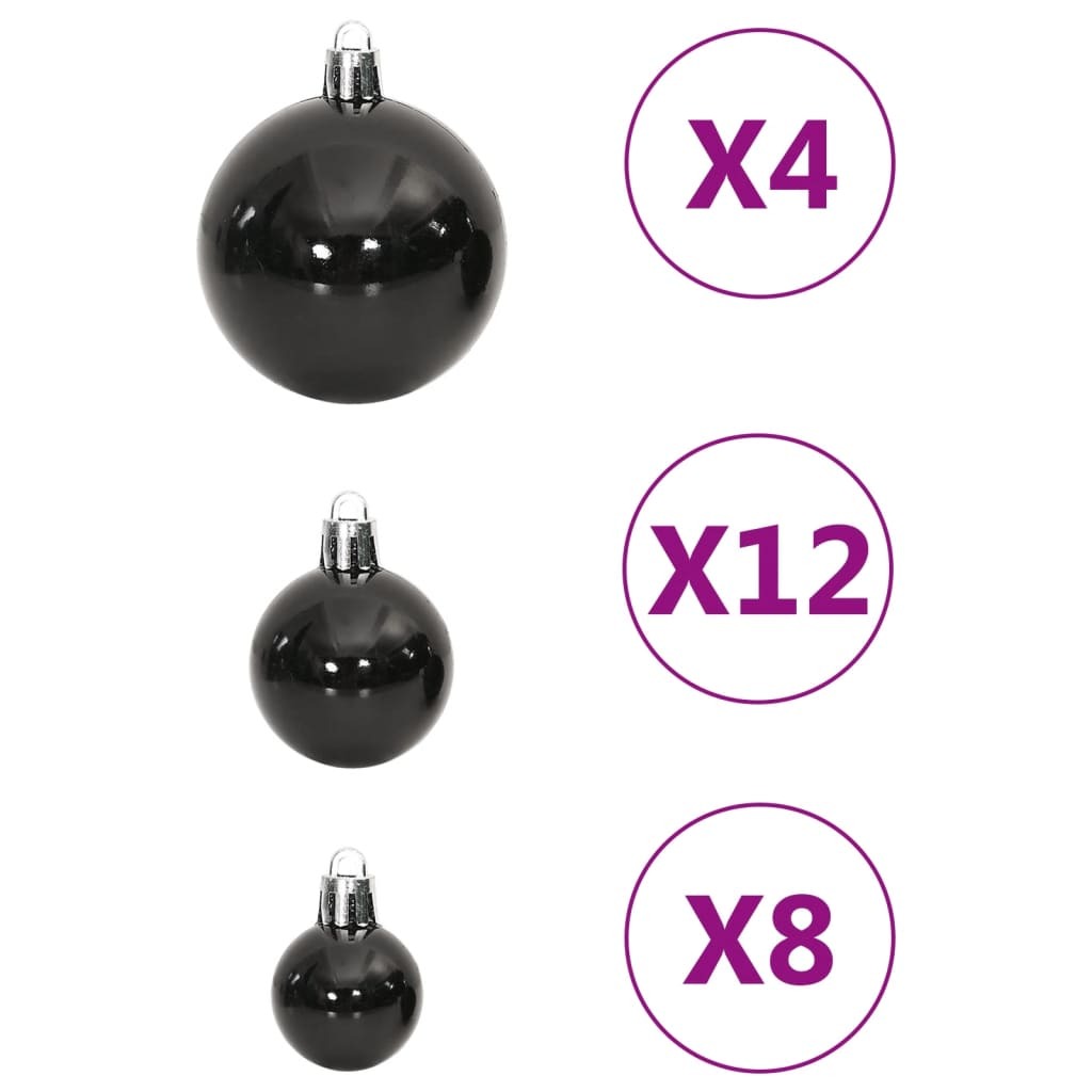 111 Piece Christmas Bauble Set Black Polystyrene