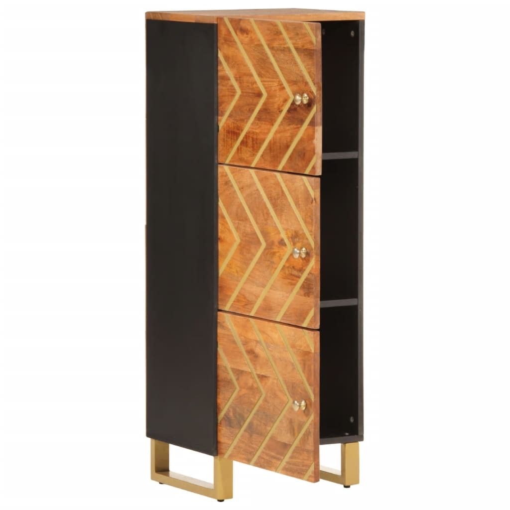Highboard Brown and Black 40x33.5x110 cm Solid Wood Mango