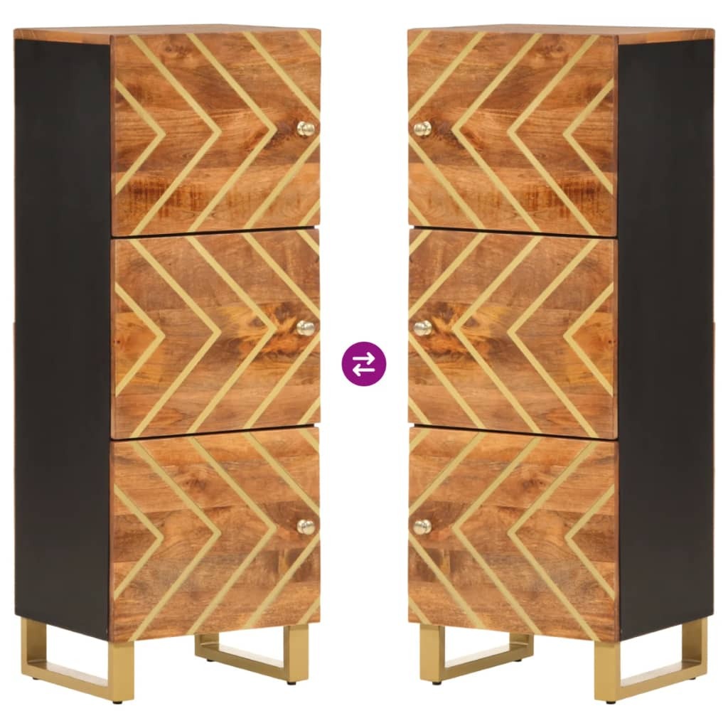 Highboard Brown and Black 40x33.5x110 cm Solid Wood Mango