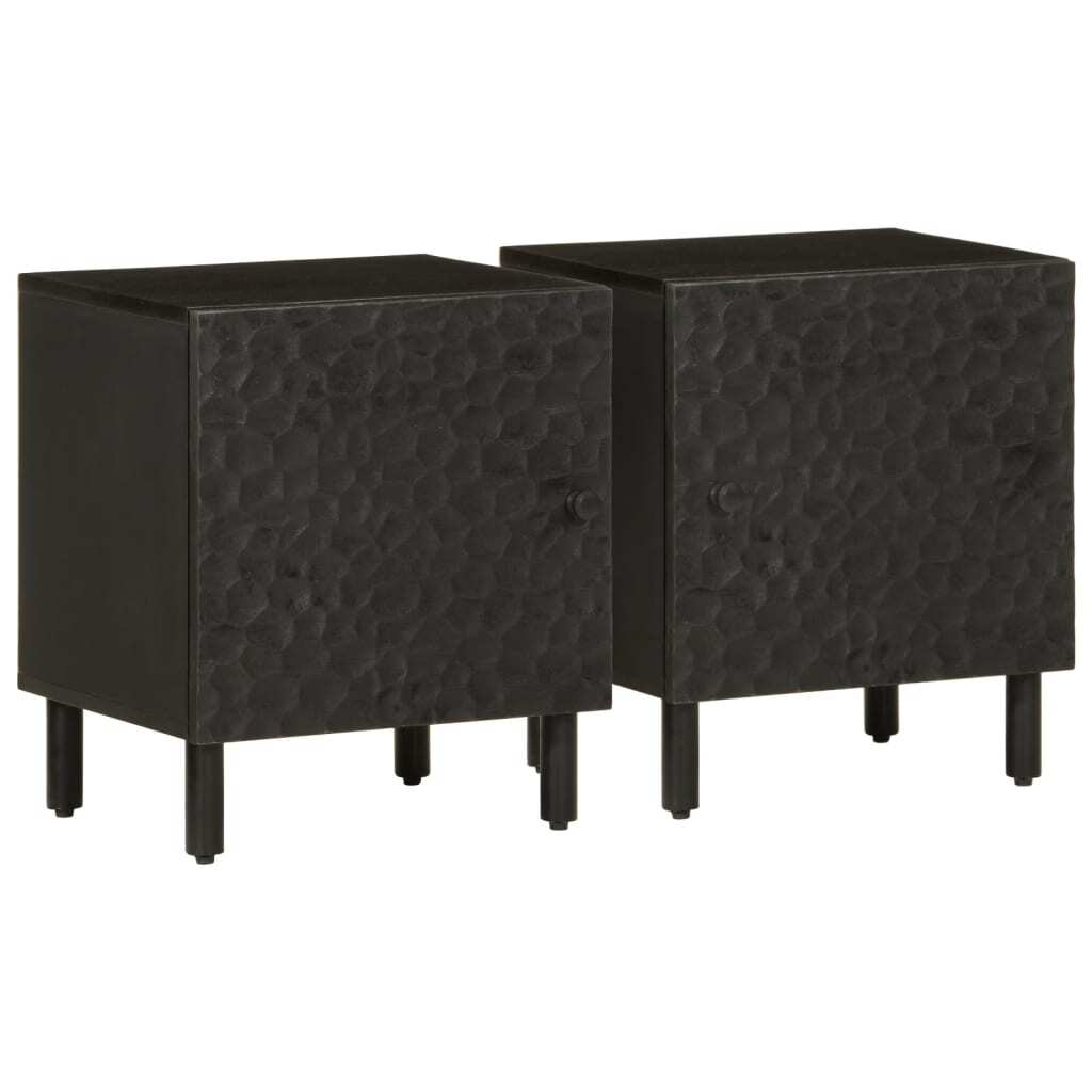 Bedside Cabinets 2 pcs Black 40x33x46 cm Solid Wood Mango