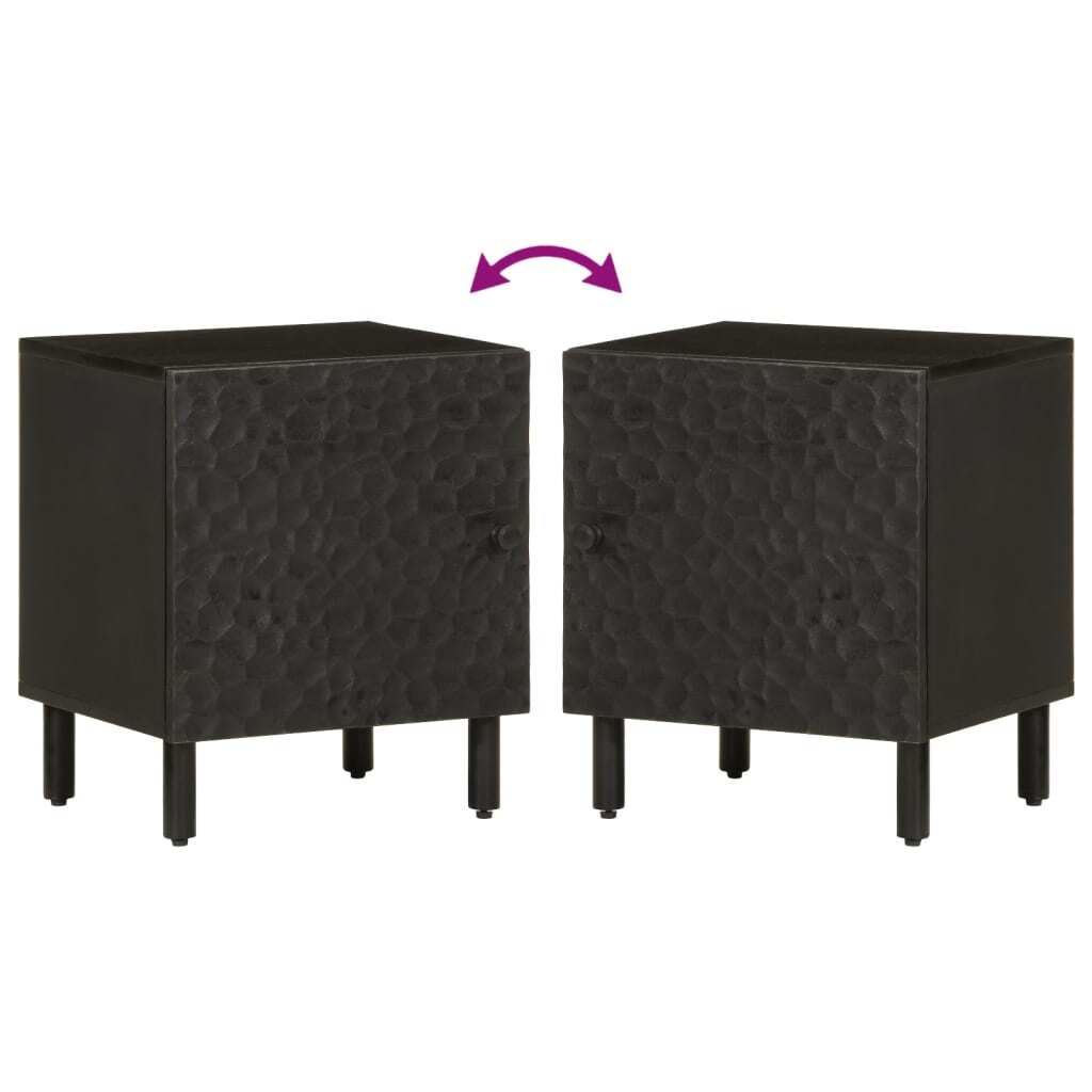 Bedside Cabinets 2 pcs Black 40x33x46 cm Solid Wood Mango