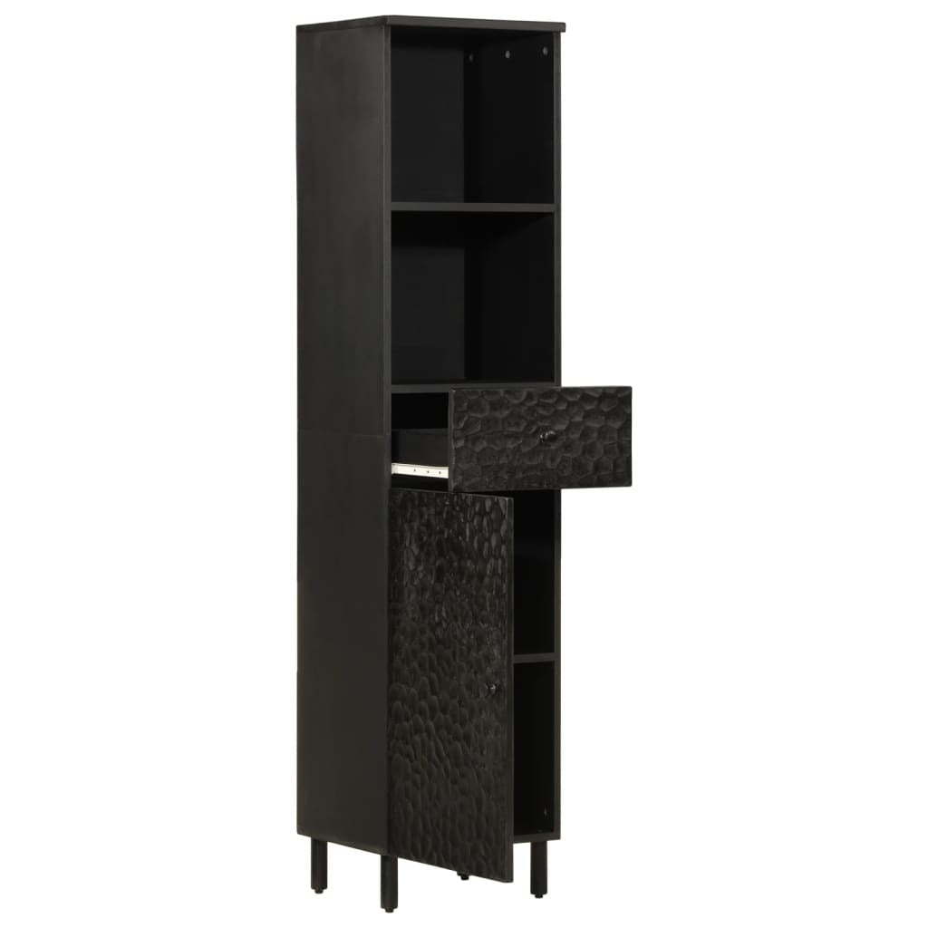 Bathroom Cabinet Black 38x33x160 cm Solid Wood Mango