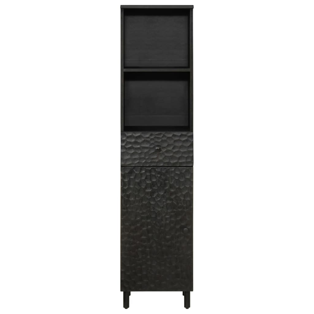 Bathroom Cabinet Black 38x33x160 cm Solid Wood Mango