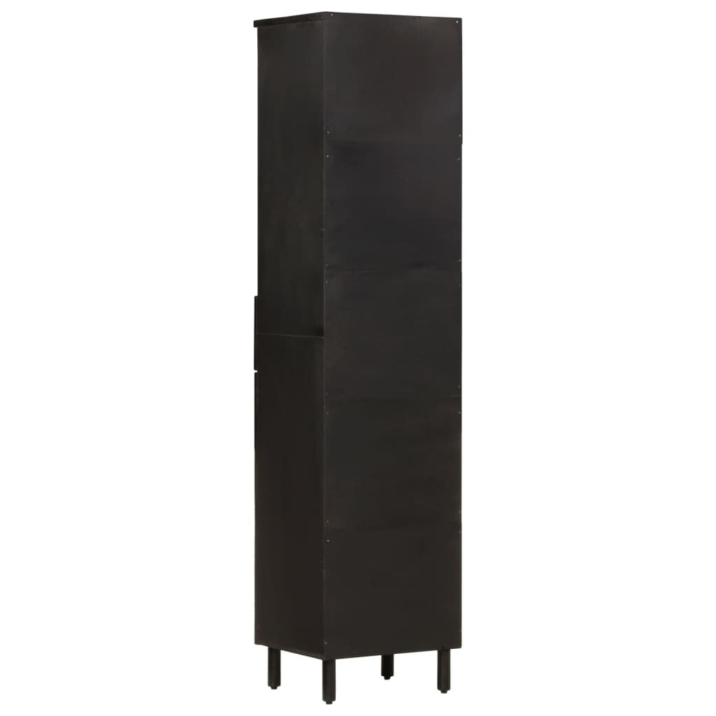 Bathroom Cabinet Black 38x33x160 cm Solid Wood Mango