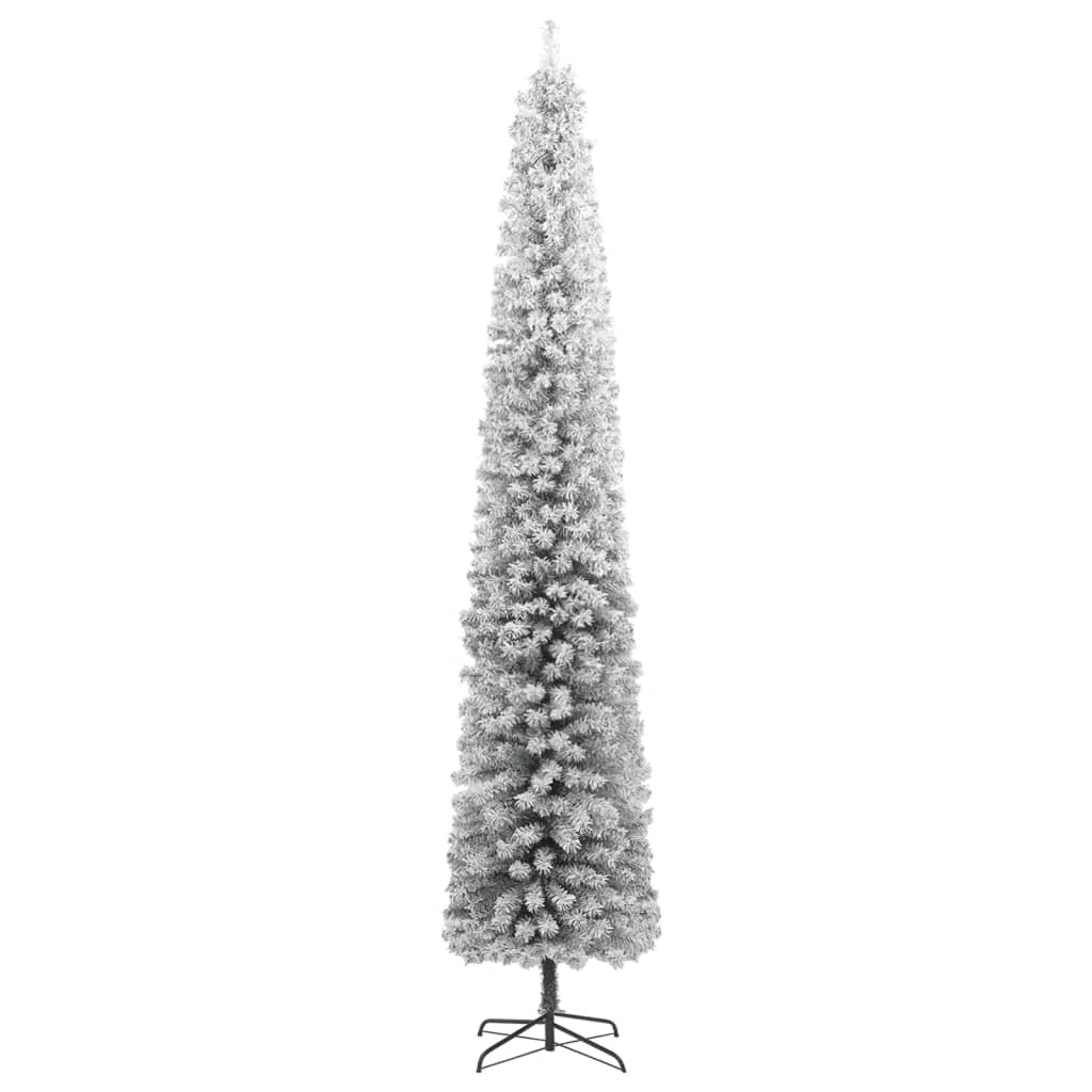 Slim Christmas Tree with Stand and Flocked Snow 270 cm PVC