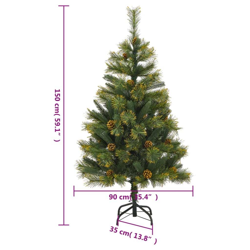 Artificial Hinged Christmas Tree with Cones 150 cm