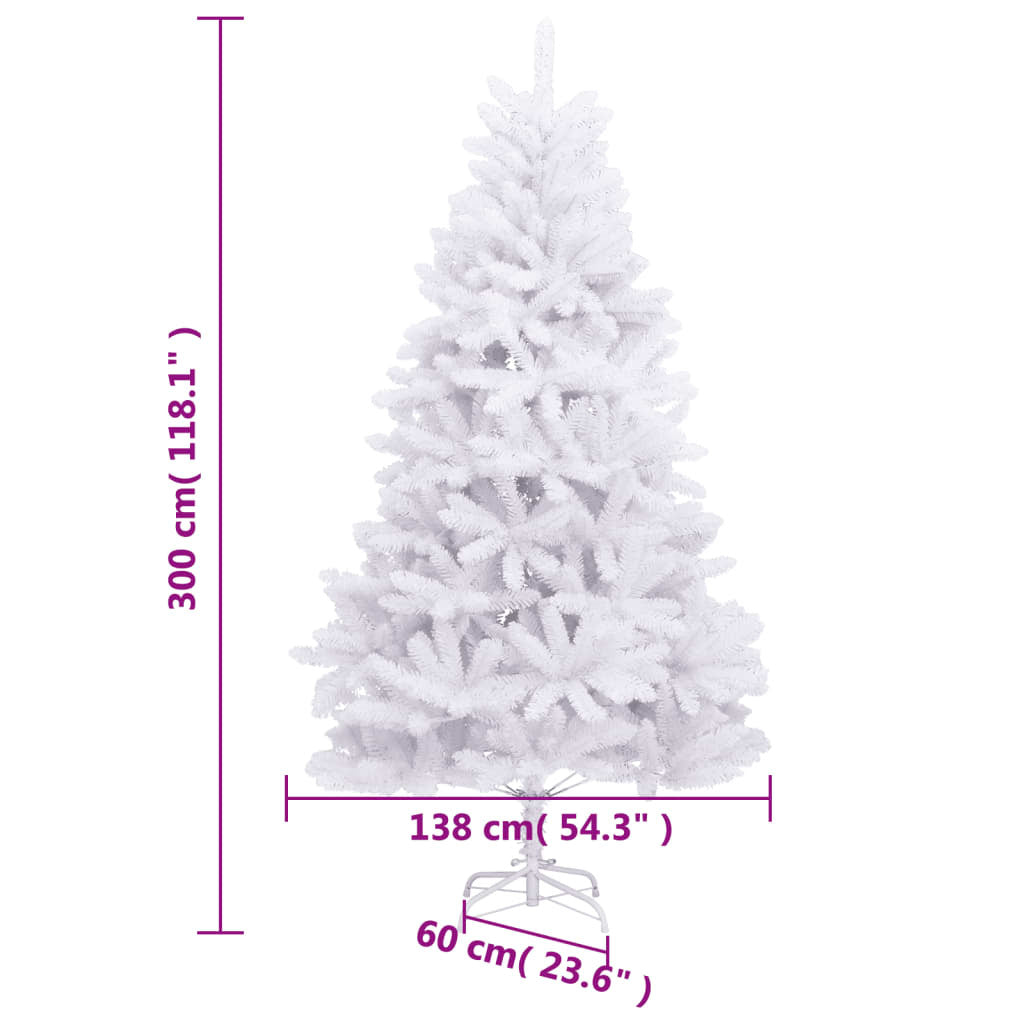 Artificial Hinged Christmas Tree with Stand White 300 cm