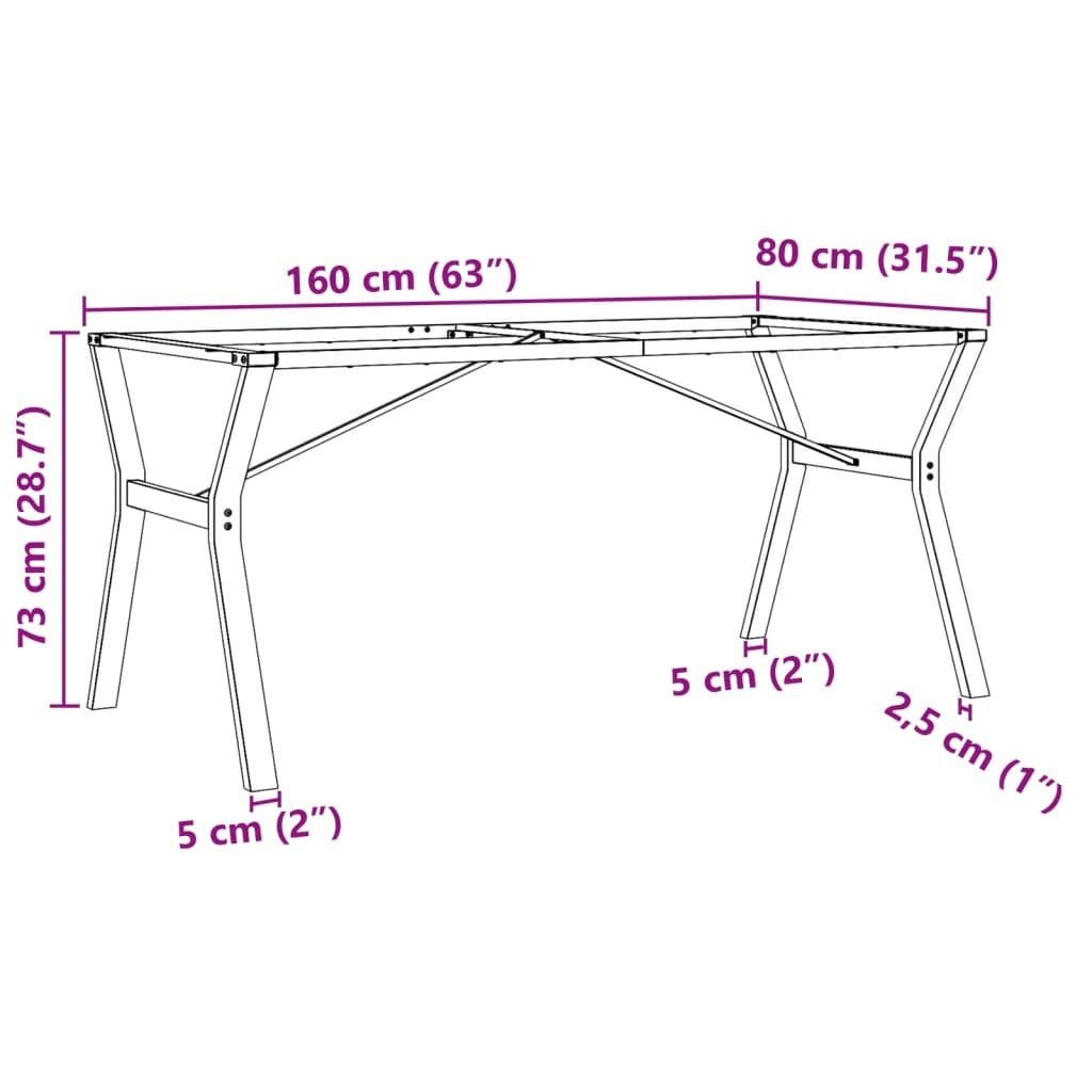 Dining Table Legs Y-Frame 160x80x73 cm Steel