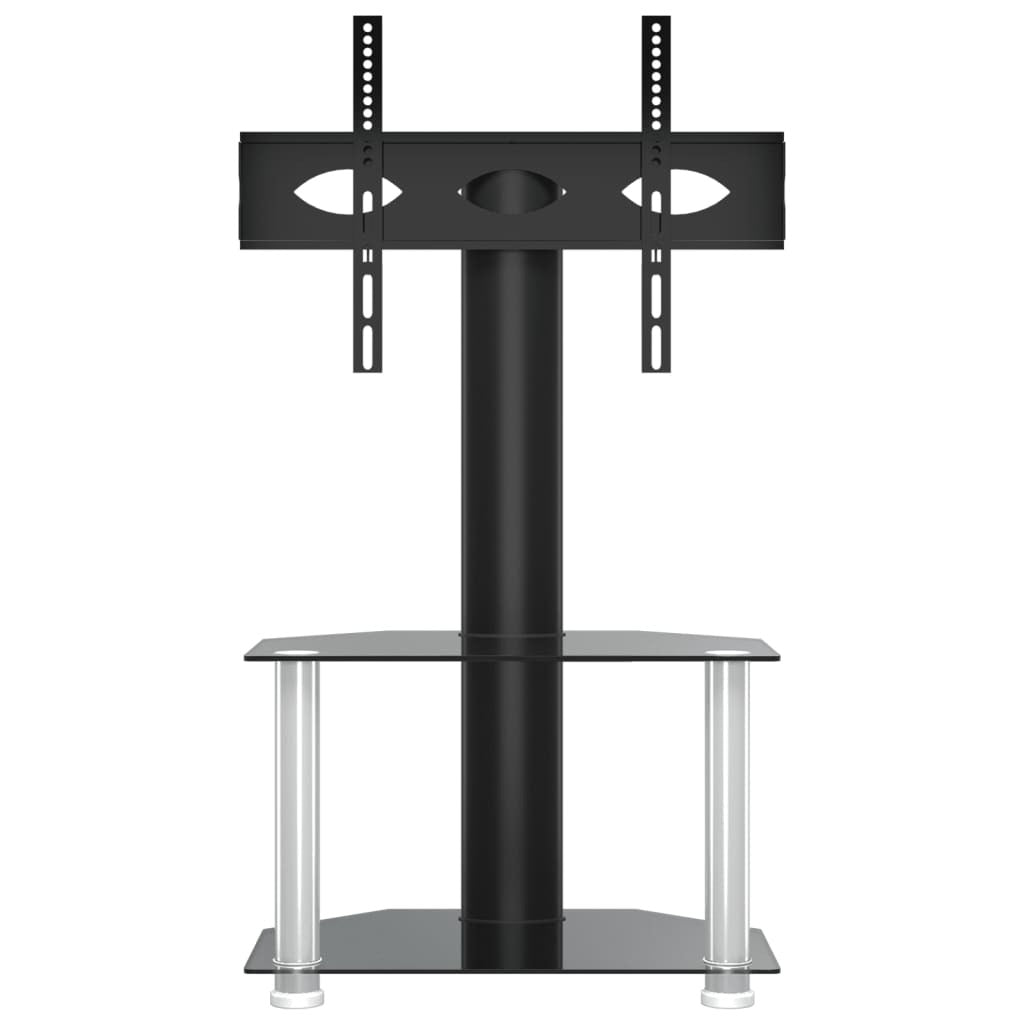 Corner TV Stand 2-Tiers for 32-70 Inch Black and Silver