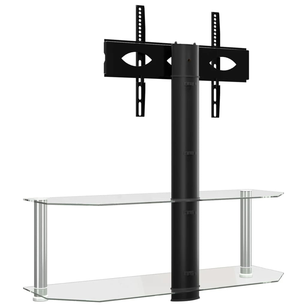 Corner TV Stand 2-Tiers for 32-70 Inch Black and Silver