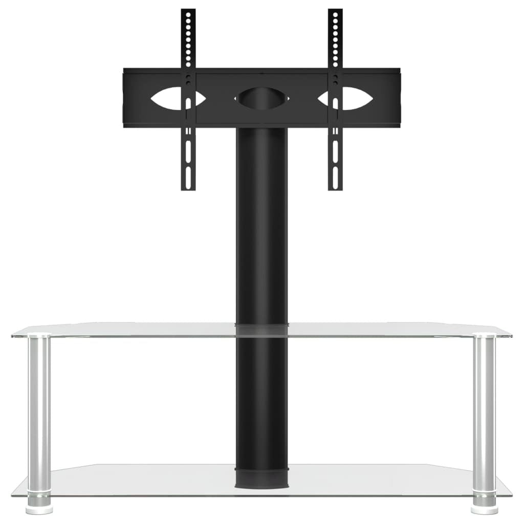 Corner TV Stand 2-Tiers for 32-70 Inch Black and Silver