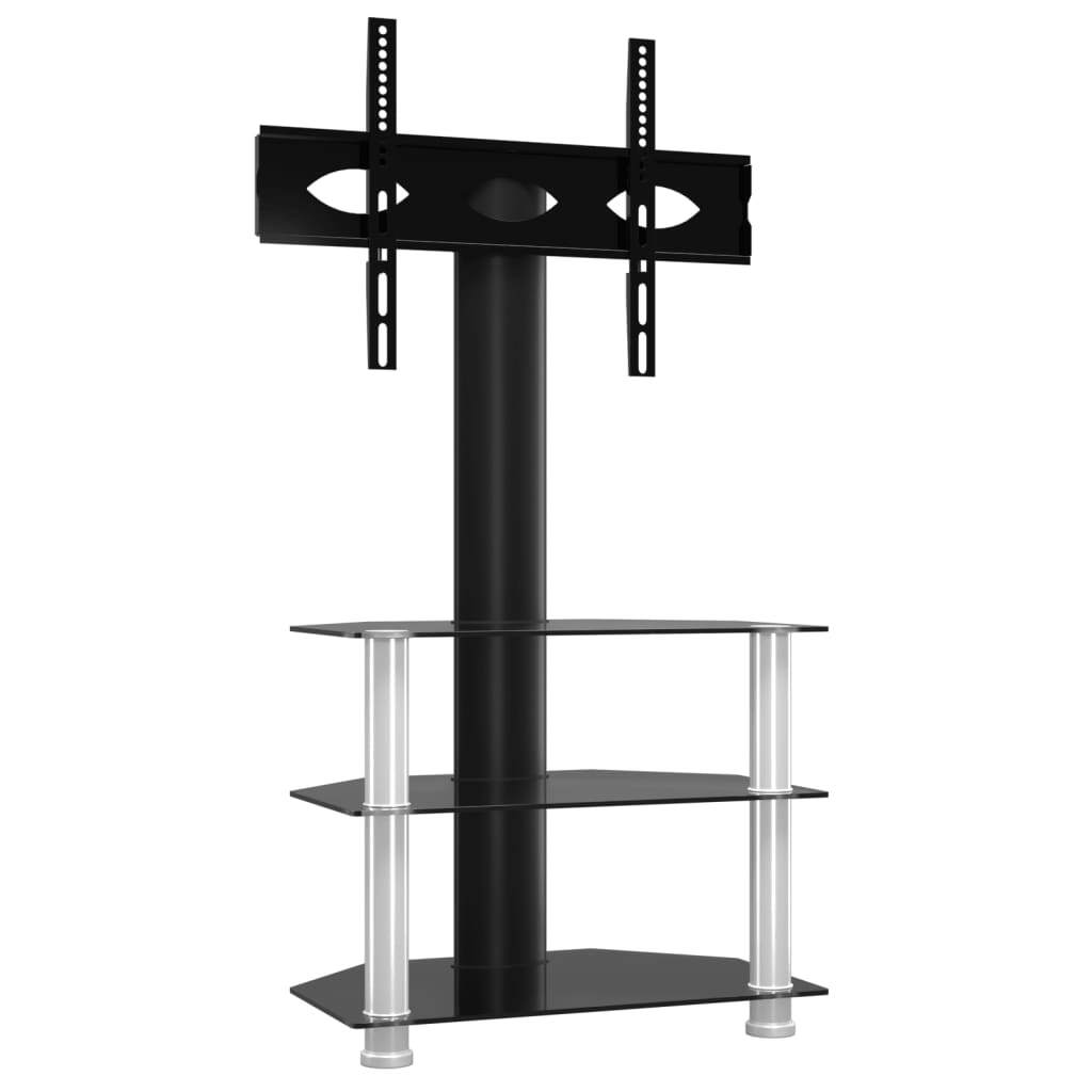 Corner TV Stand 3-Tiers for 32-70 Inch Black and Silver