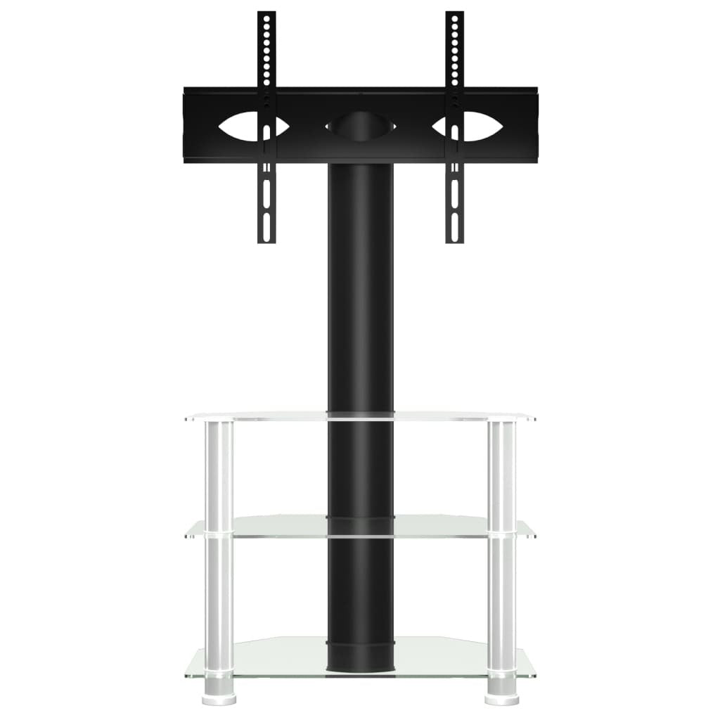 Corner TV Stand 3-Tiers for 32-70 Inch Black and Silver