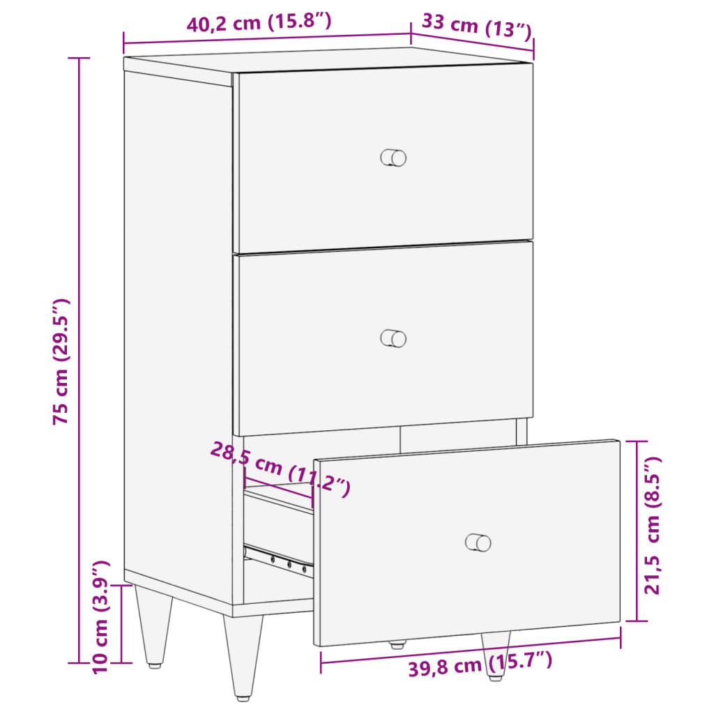 Side Cabinet 40x33x75 cm Solid Wood Mango