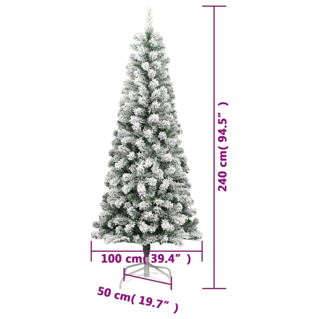 Artificial Hinged Christmas Tree with Flocked Snow 240 cm