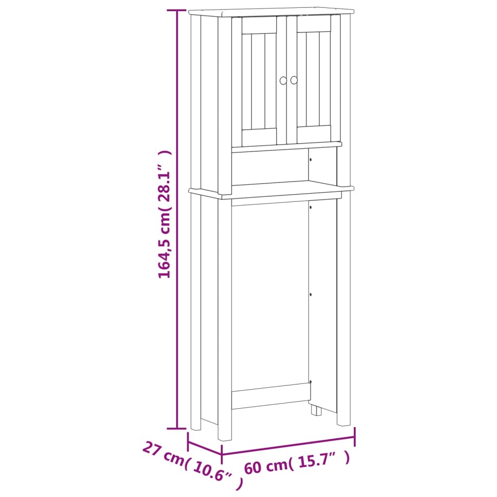 Over-the-Toilet Storage BERG Black 60x27x164.5 cm Solid Wood