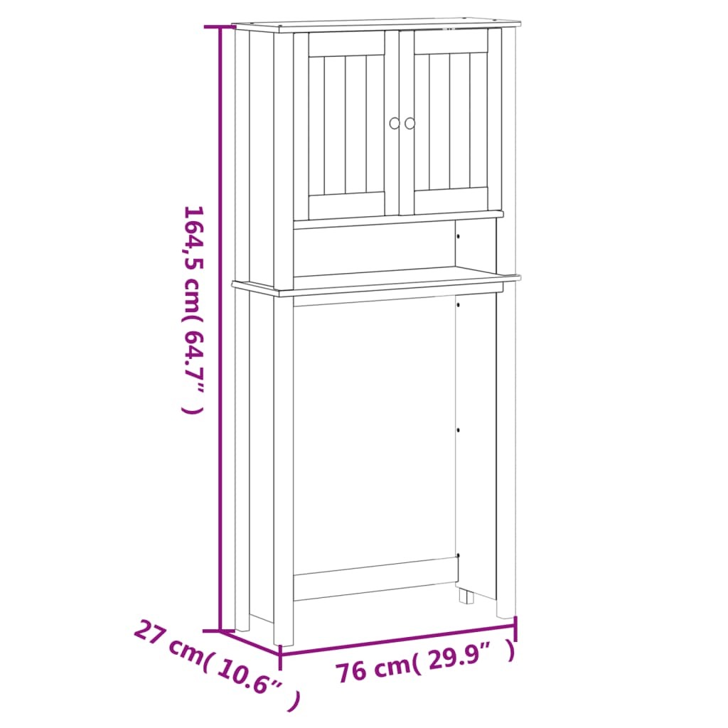 Washing Machine Cabinet BERG Black 76x27x164.5 cm Solid Wood