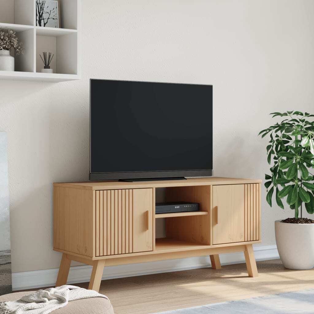 TV Cabinet OLDEN Brown 114x43x57 cm Solid Wood Pine