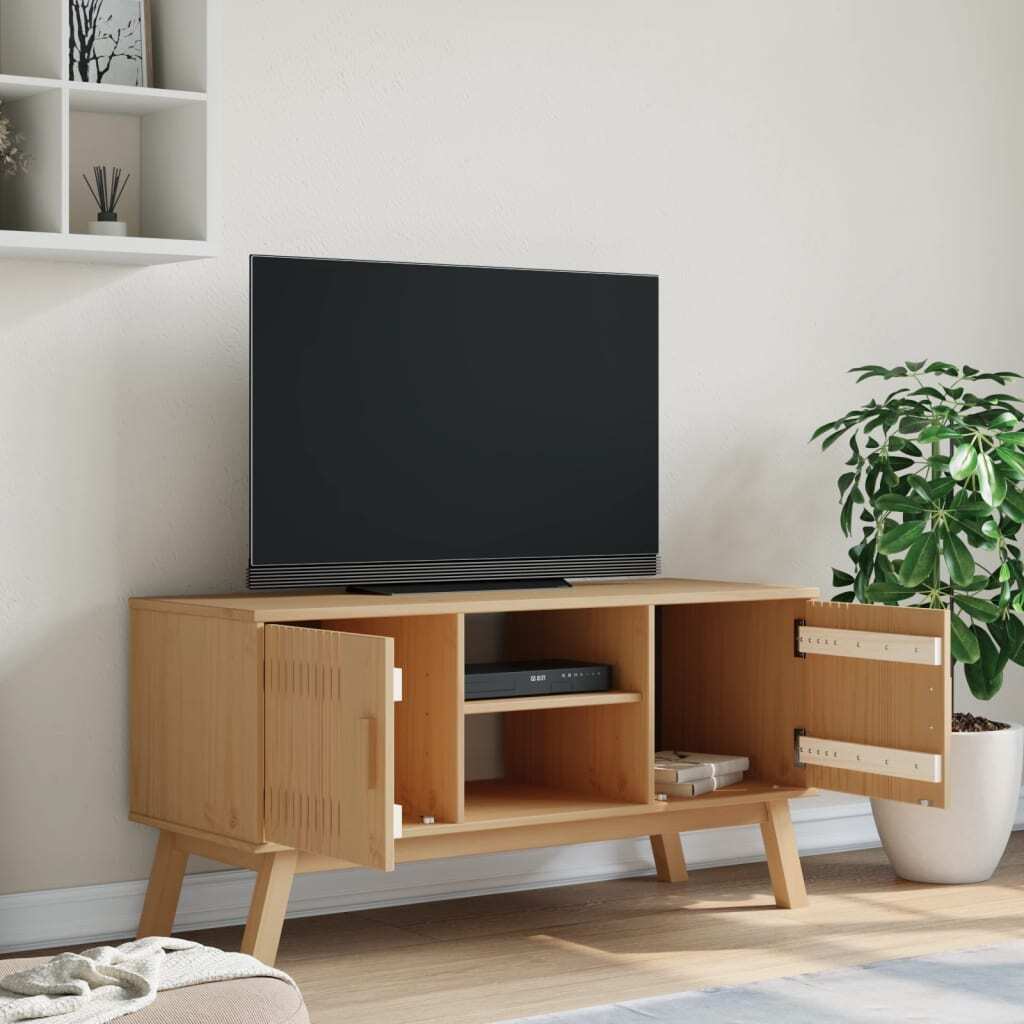TV Cabinet OLDEN Brown 114x43x57 cm Solid Wood Pine