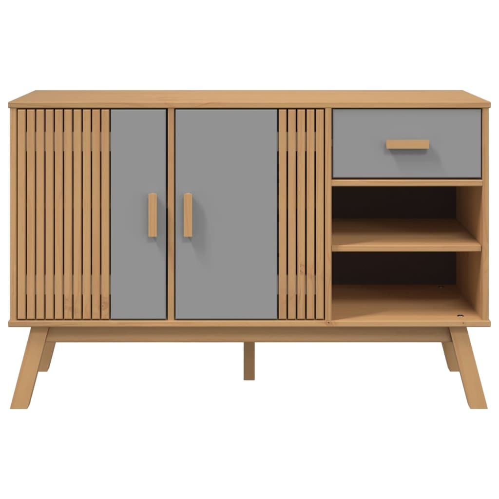 Sideboard OLDEN Grey and Brown 114x43x73.5 cm Solid Wood Pine